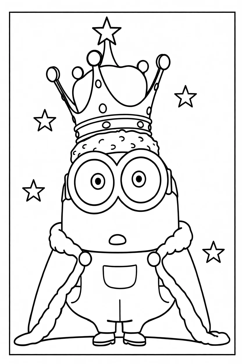Desenho do Minion com Coroa Para Imprimir e Colorir