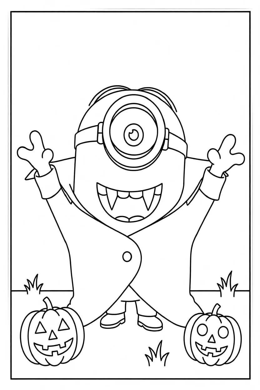 Desenho de Minion Vampiro Para Imprimir e Colorir