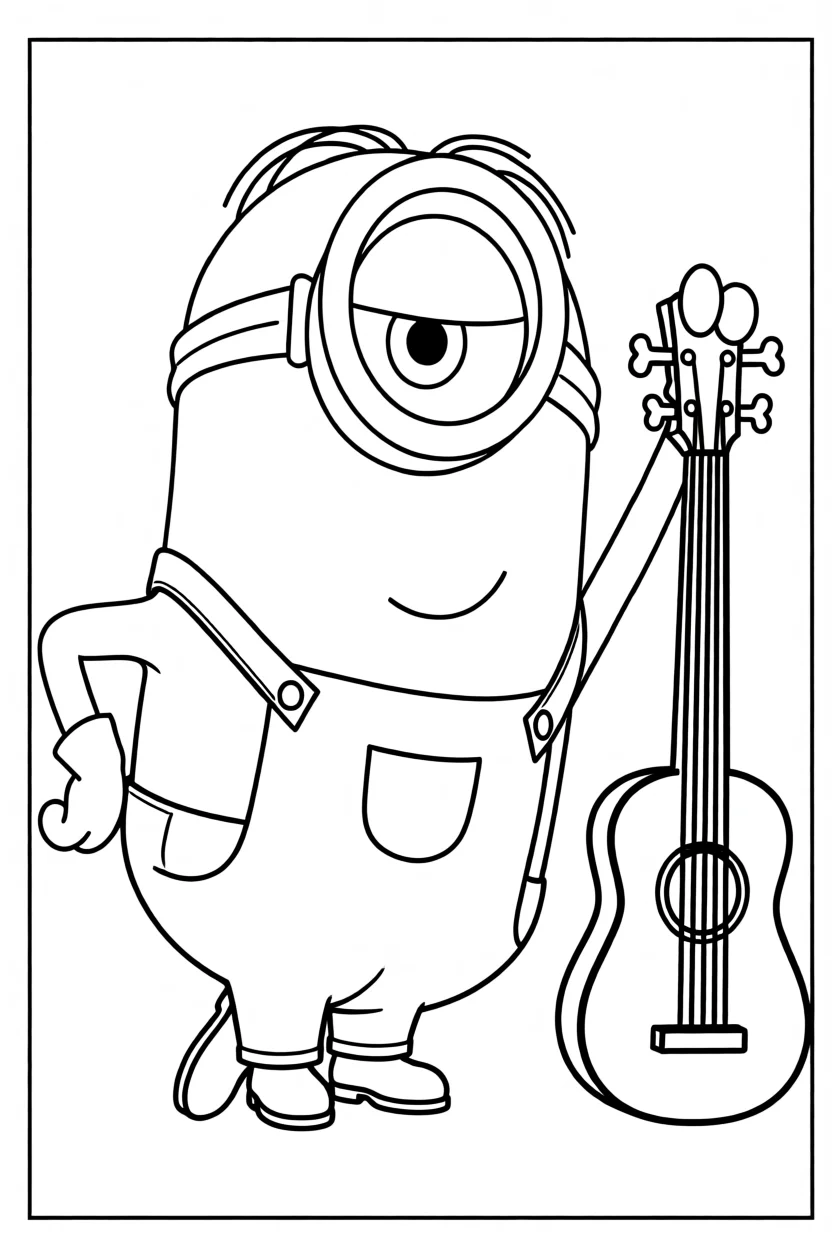 Desenho do Minion com Violu00e3o Para Imprimir e Colorir