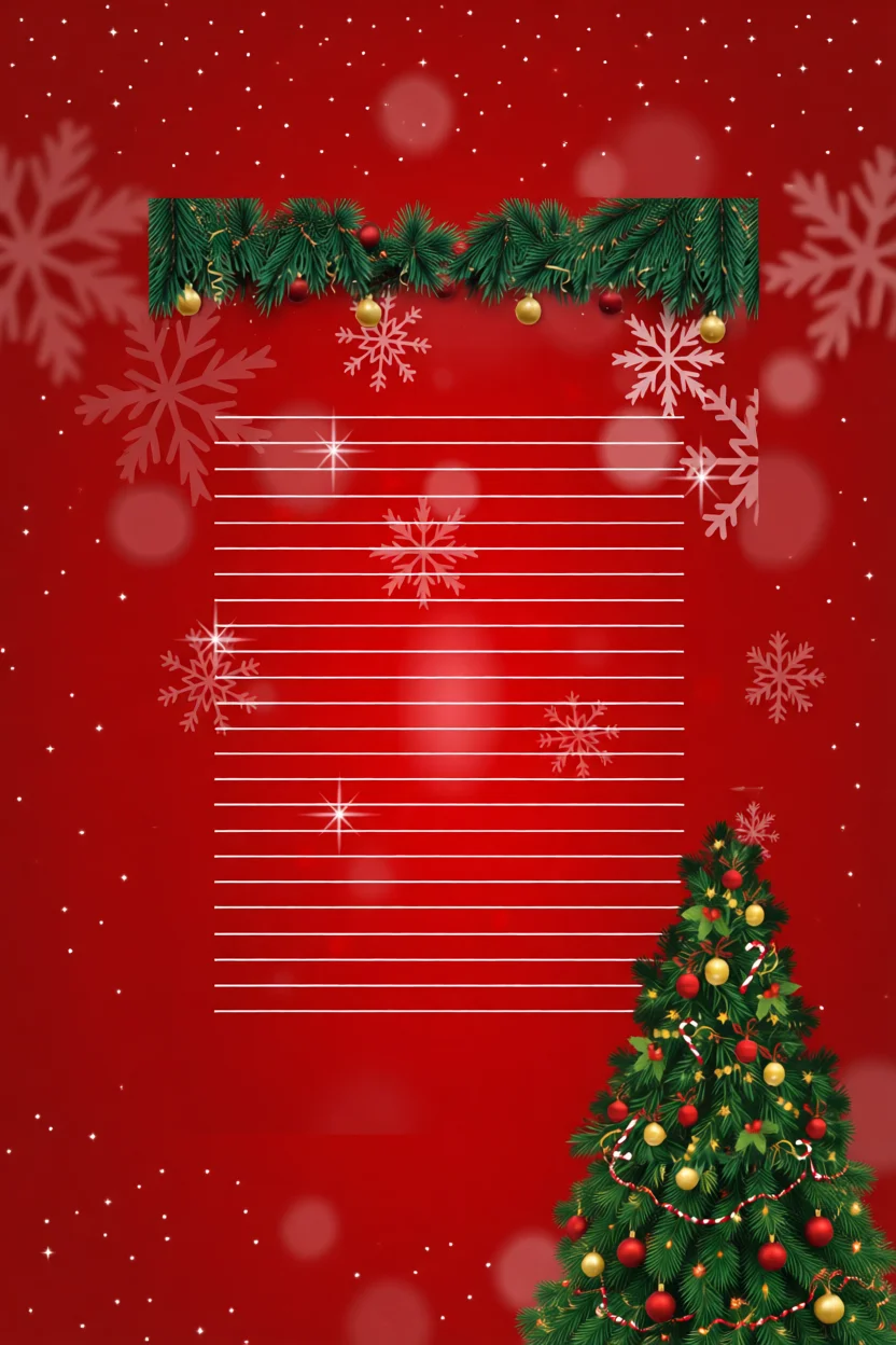 Papel de Carta Natalino com Flocos de Neve para Imprimir