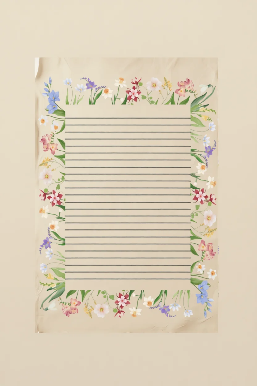 Papel de Carta com Flores para Imprimir