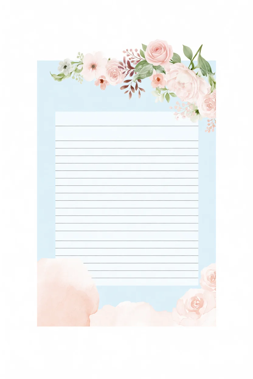 Papel de Carta com Flores para Imprimir