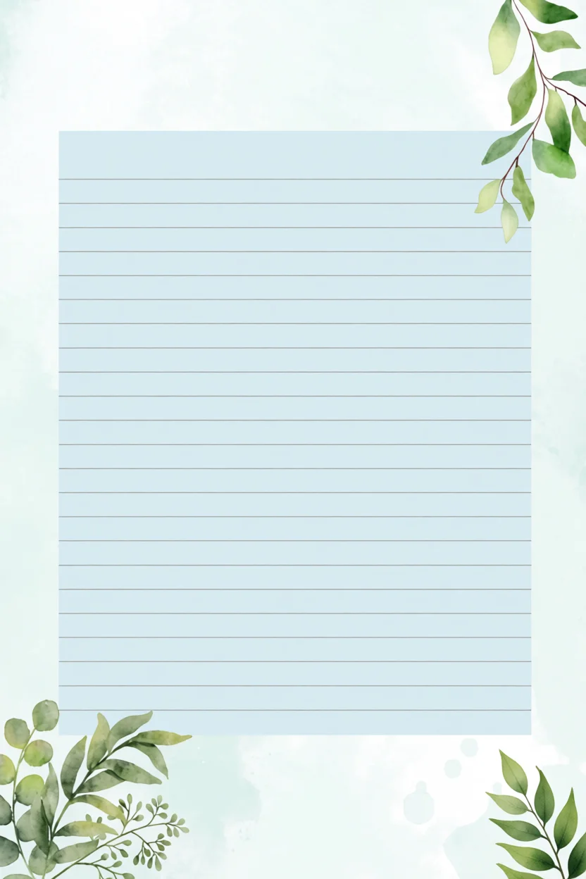 Papel de Carta com Folhas Verdes para Imprimir