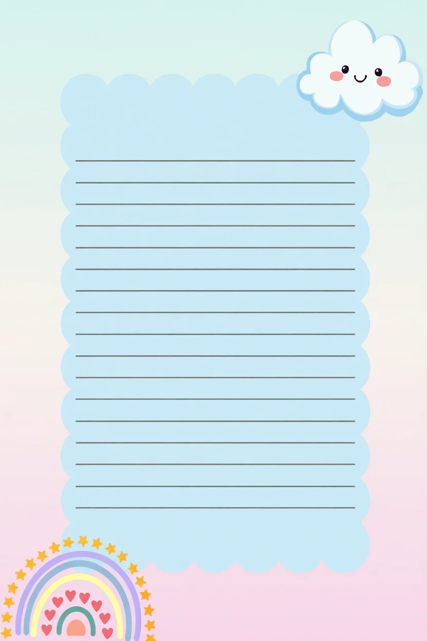 Papel de Carta com Nuvem e Arco-u00cdris para Imprimir