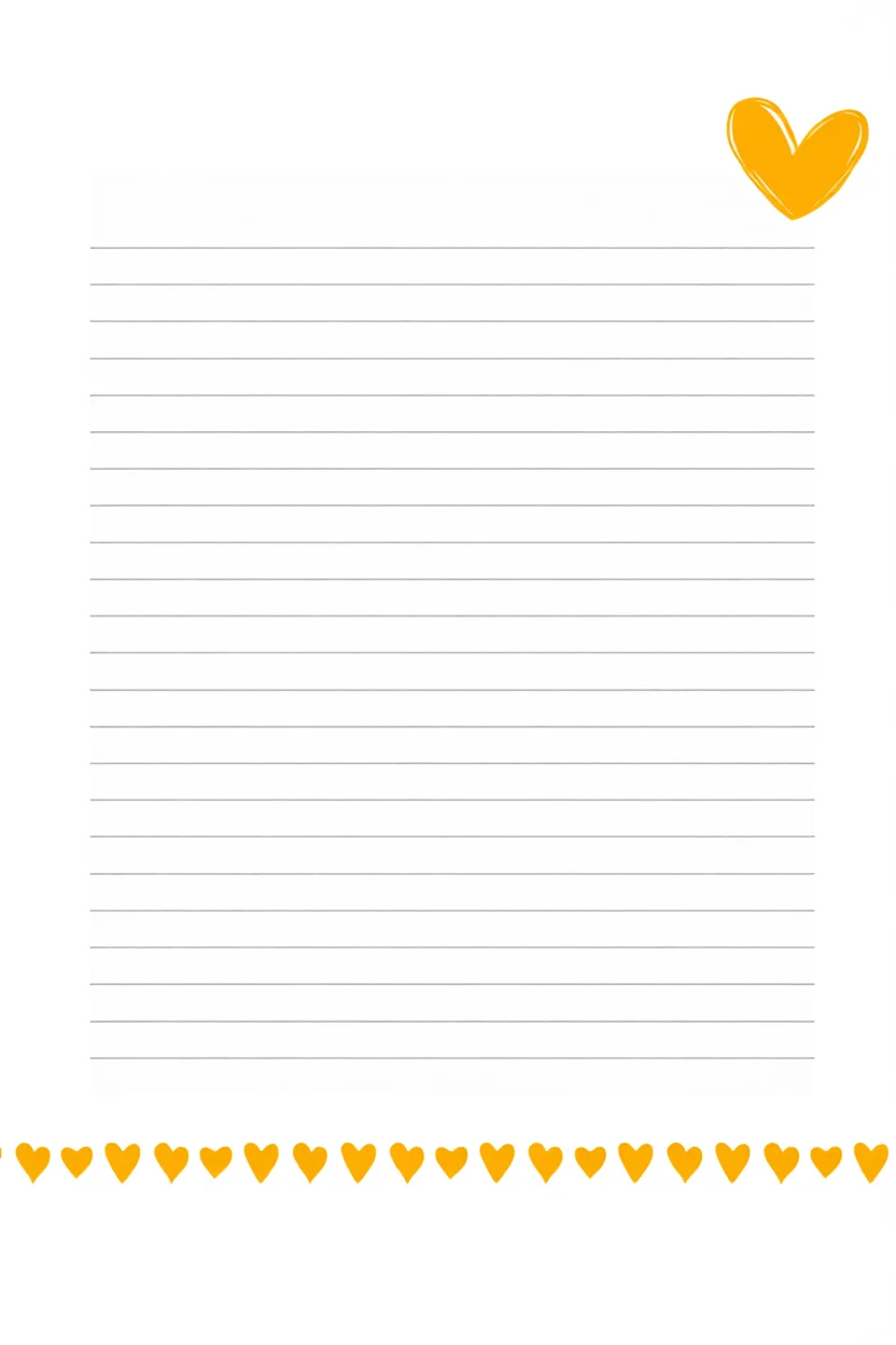 Papel de Carta com Corau00e7u00f5es para Imprimir