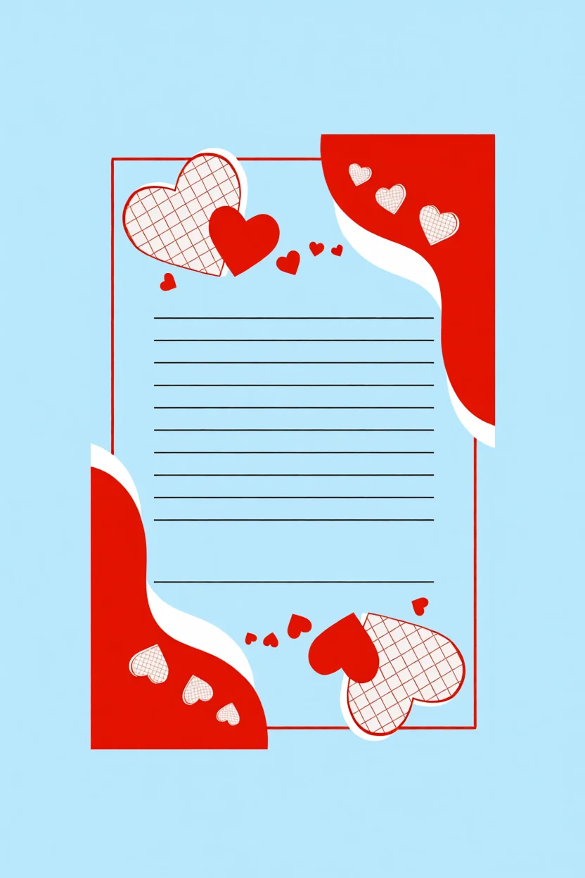 Papel de Carta com Corau00e7u00f5es Vermelhos para Imprimir