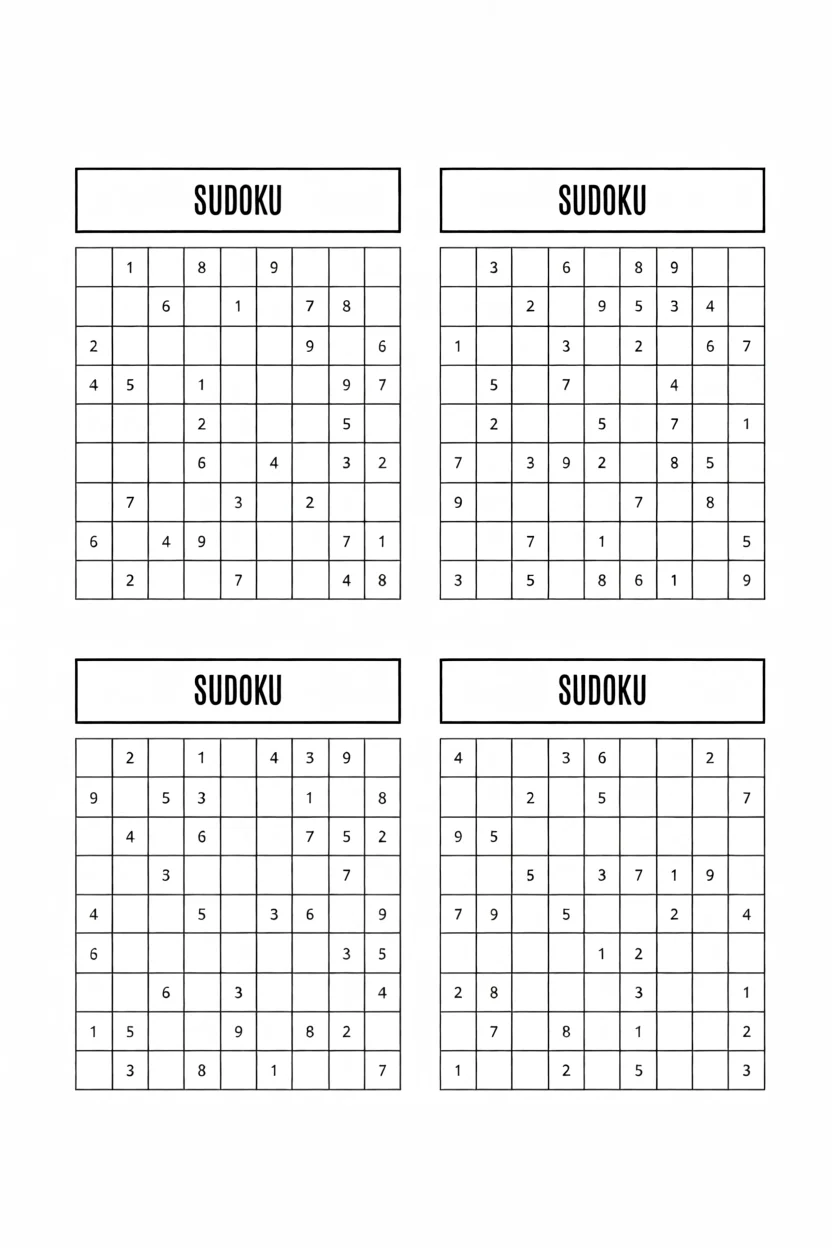 Sudoku Fu00e1cil e Difu00edcil para Imprimir