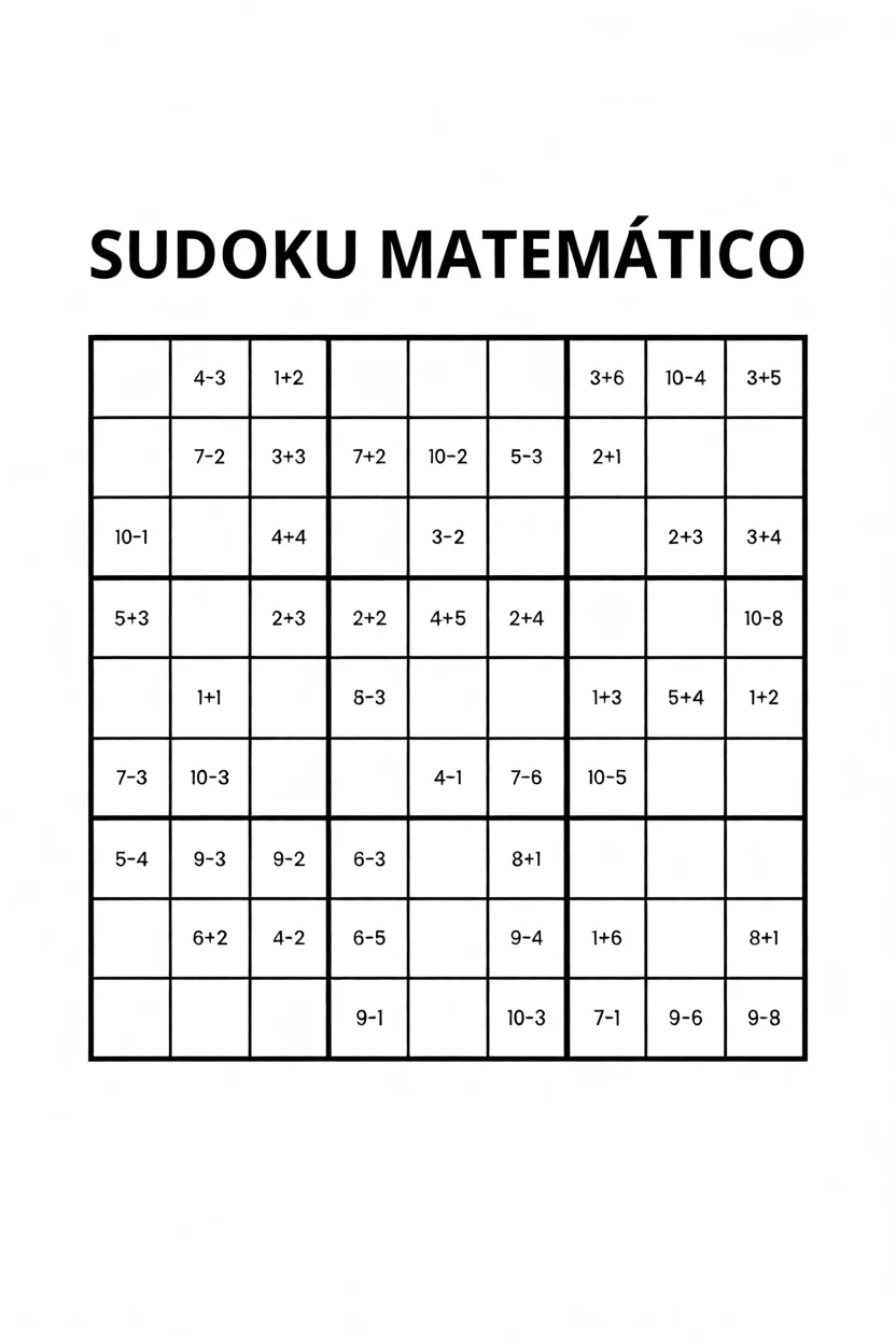 Sudoku Matemu00e1tico Fu00e1cil para Imprimir