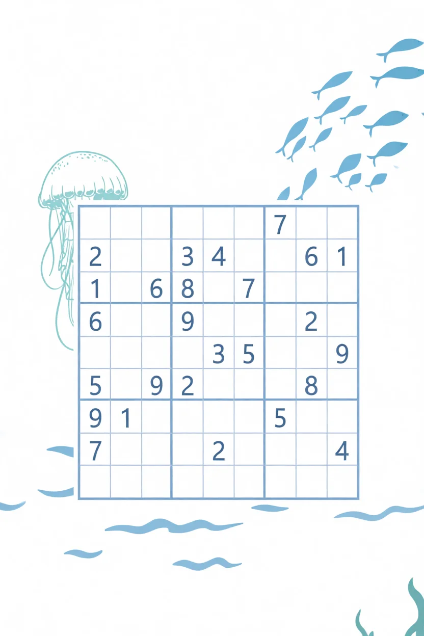 Sudoku Fu00e1cil com Tema Maru00edtimo para Imprimir
