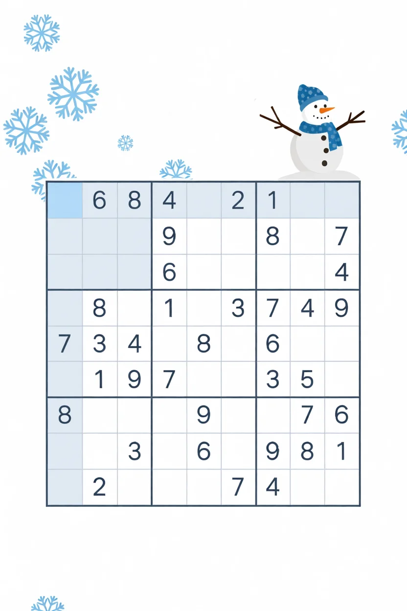 Sudoku com Boneco de Neve para Imprimir
