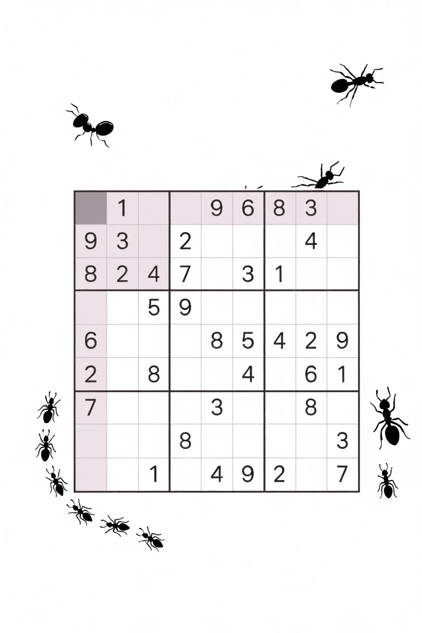 Sudoku com Formigas para Imprimir - Fu00e1cil e Difu00edcil